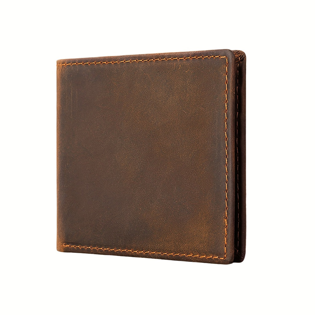 Carteira Masculina Vintage de Couro Genuíno de Luxo Leve com Gravação de Letras DIY, Logotipo, Interior de Nylon e Compartimentos Multifuncionais para Cartões