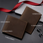 Carteira Masculina 100% Couro Bovino de Flor do Couro, Couro Crazy Horse Vintage, Carteira de Couro Legítimo com Bloqueio RFID Antifurto, Carteira Feita à Mão. Presente para Namorado