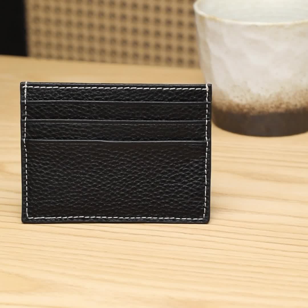 Porta-Cartões Unissex em Couro Legítimo, Estojo para Cartões de Crédito e Cartões de Visita, Design Minimalista, Couro Bovino de Alta Qualidade, Ideal para Uso Diário e Profissional, Presente de Negócios Perfeito, Melhor Presente para Homens