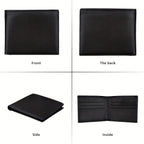 1 Carteira Minimalista Masculina Feita de Pele de Vaca de Camada Superior, Porta-Cartões Preto com Múltiplos Compartimentos para Cartões de Crédito, um Presente Perfeito para o Dia dos Namorados para