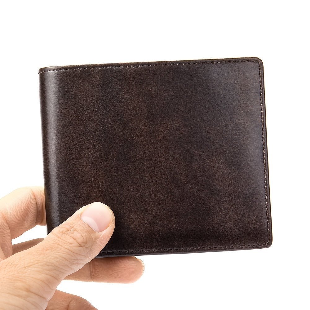 Carteira Masculina em Couro Legítimo, Estilo Vertical Ultra Fino e Curto, Porta-Cartões/ID/Moedas, Cor Sólida, Presente Ideal para Ação de Graças, Dia dos Pais, Natal e Dia dos Namorados