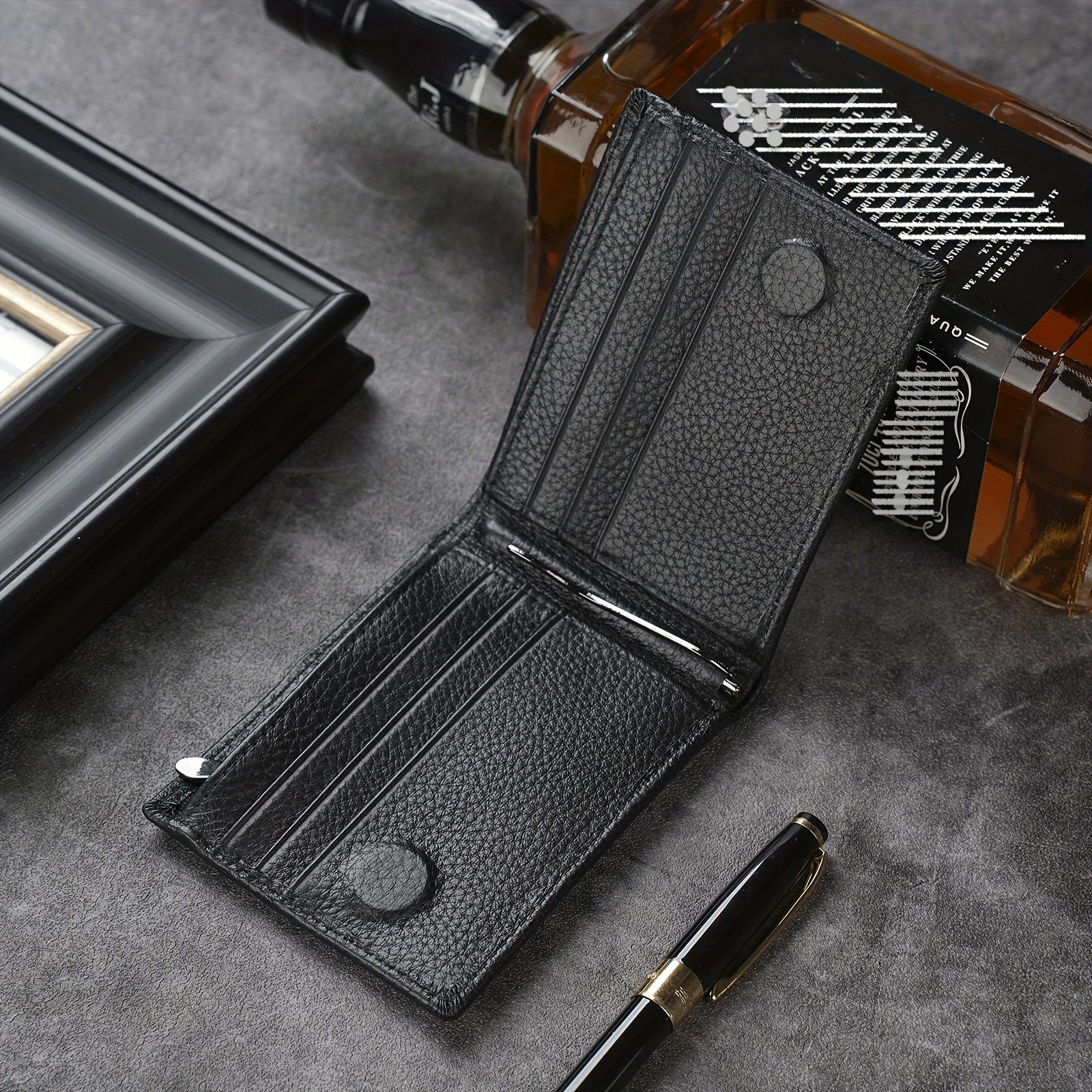 Carteira de Couro Genuíno para Dólares Americanos, Perfeita Como Presente de Natal. Inclui um Porta-Cartões de Crédito e um Bolso com Zíper para Moedas, juntamente com um Compartimento Interno com Zíper