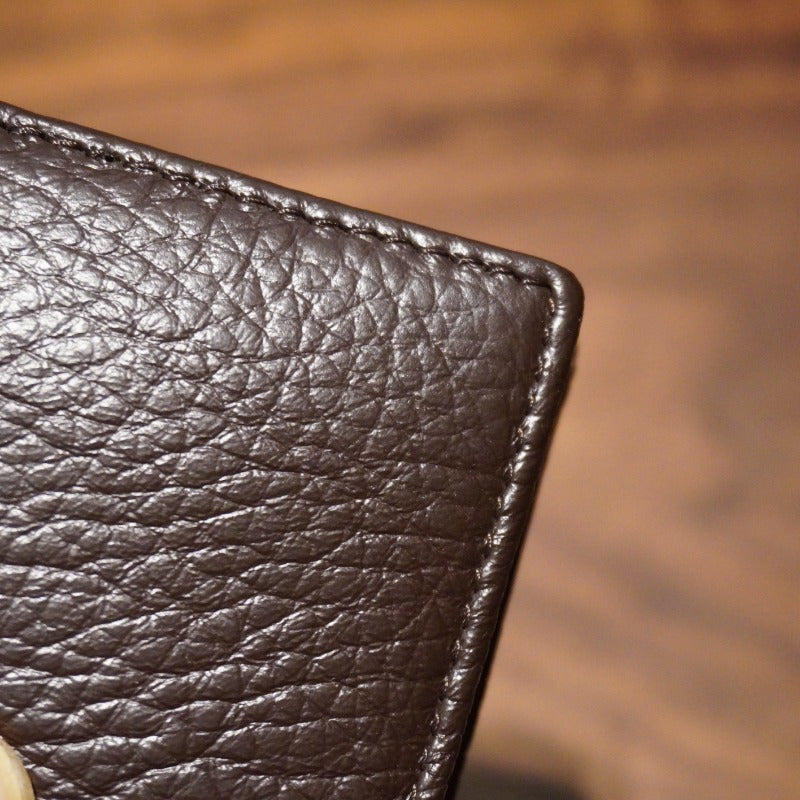 Carteira de couro genuíno estilo vintage, porta de armazenamento de várias cartas, design compacto dobrável duplo, mini carteira portátil para uso empresarial e pessoal, carteira pequena