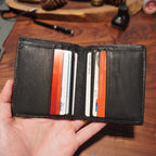 Carteira Compacta de Couro com Dobragem Dupla, Estilo Minimalista e Design Ultra-Fino para Cartões